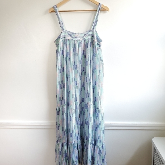 New Lemlem Gigi 100% Silk Short Sweepy Royal Blue Maxi Dress Size NWT Large - Picture 10 of 16